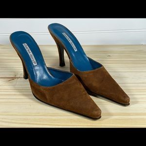 Charles David Brown Suede Mules sz 7 B Slip On